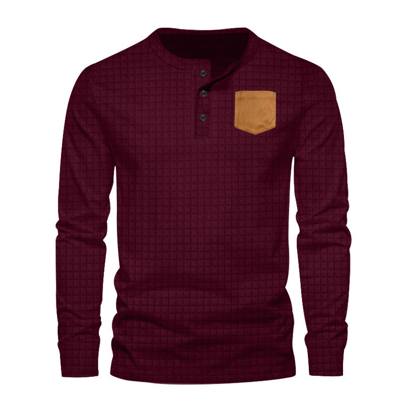 Herren Langarmshirt mit strukturiertem Design applikation Krohn-e