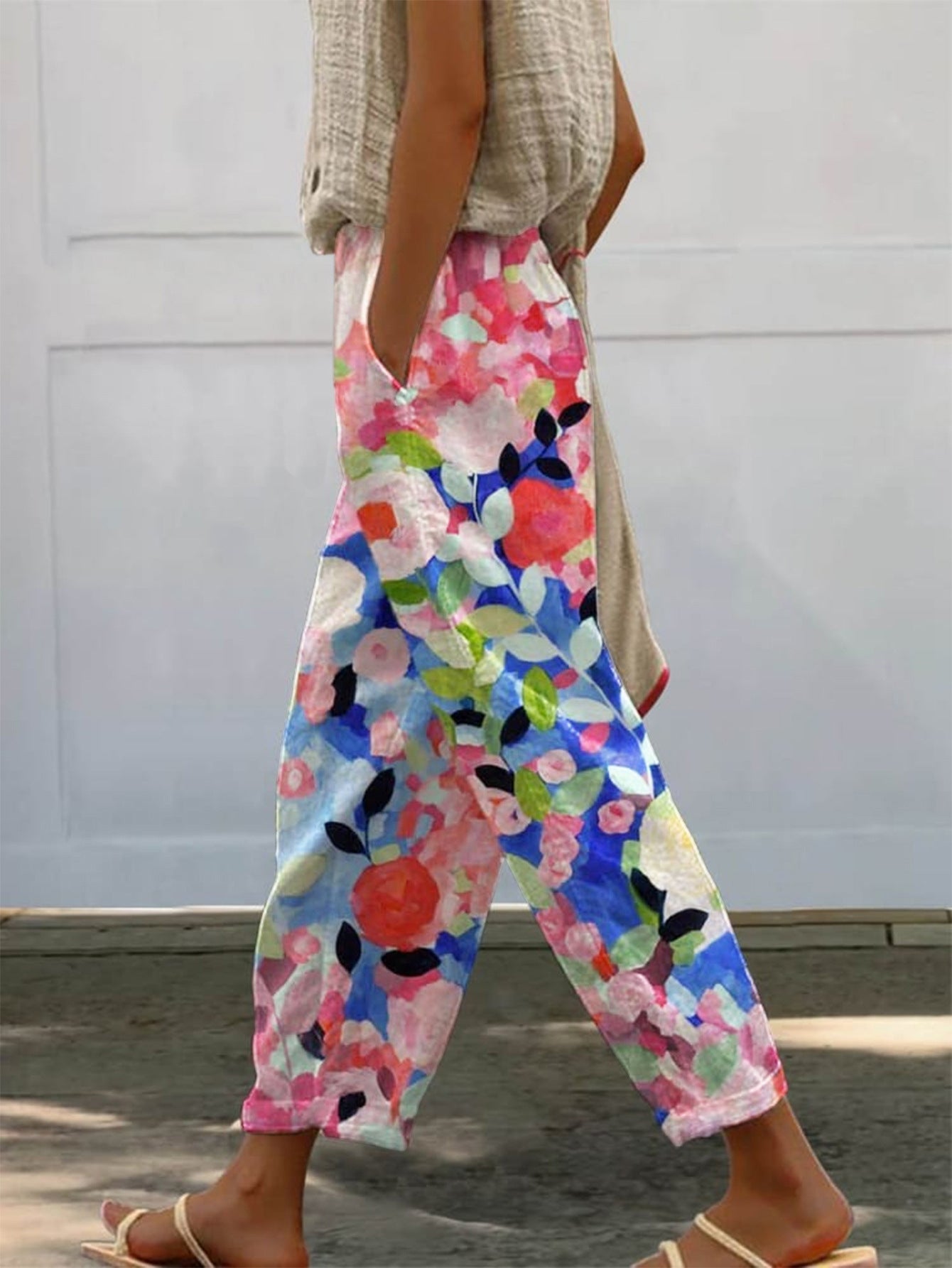 Damen Weite Sommerhose mit floralem Design und praktischen Taschen Krohn-e