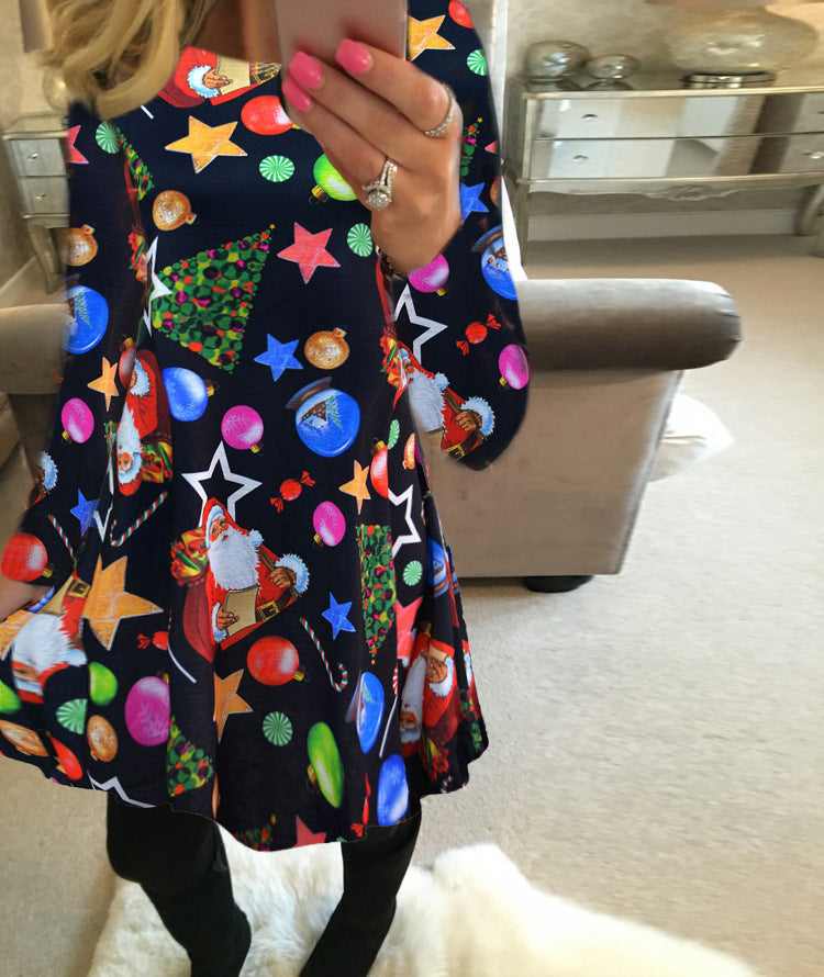 Fudus Festliches Flaches Weihnachtsbaum-Feiertagskleid