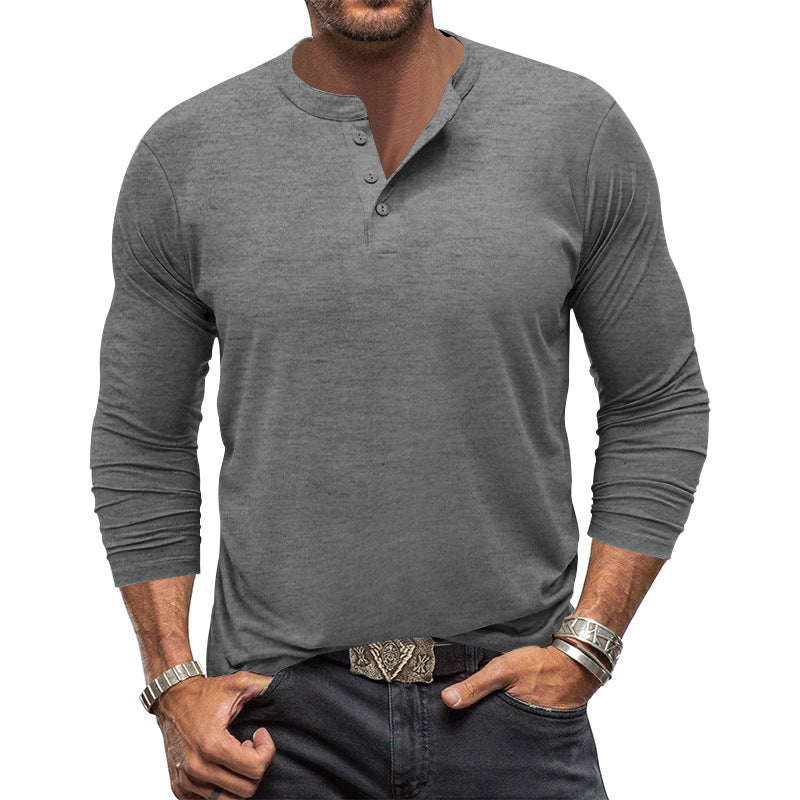 Herren Langarm T-Shirt mit Knopfleiste Krohn-e