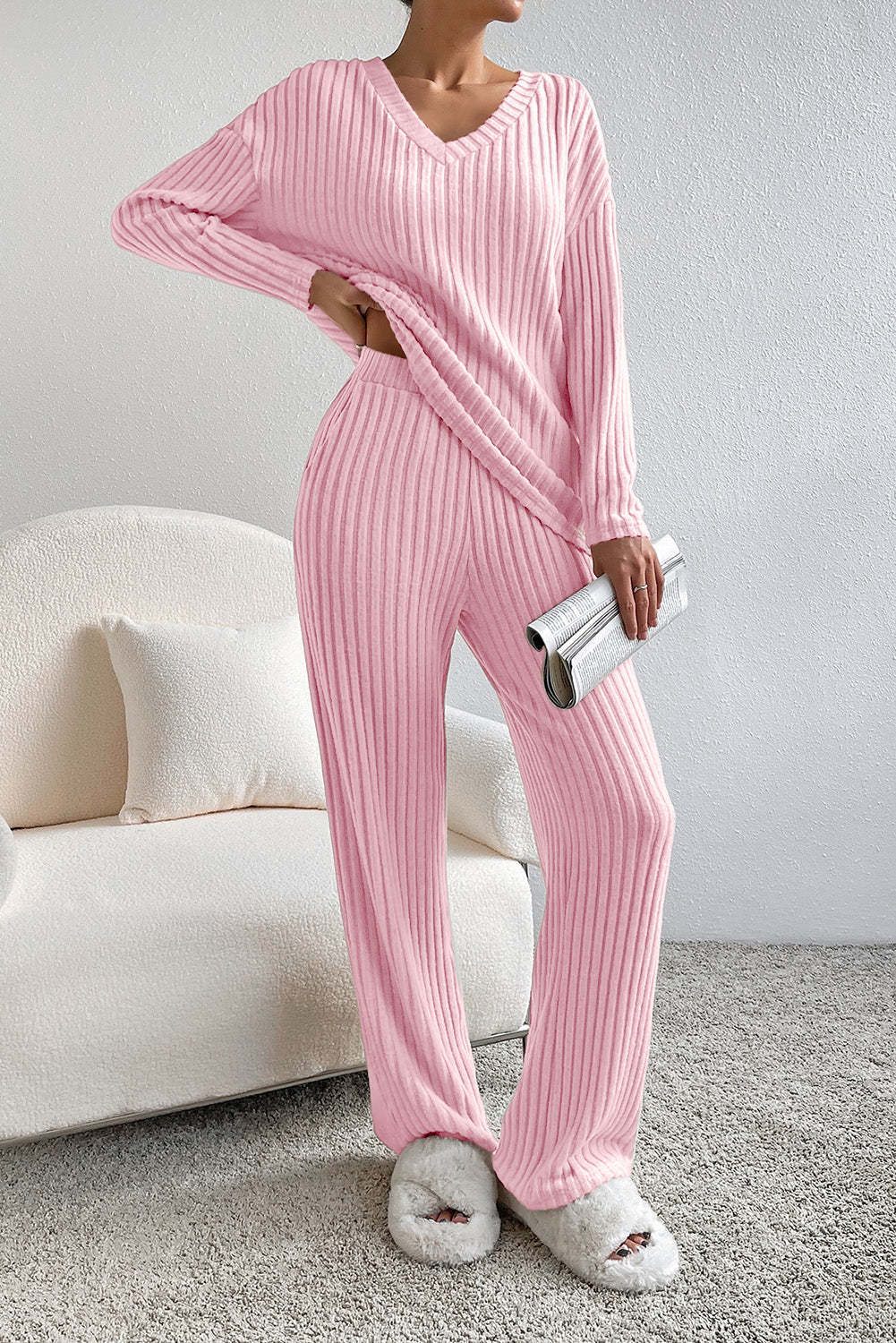 Damen Bequemes Lounge-Set mit Rippstruktur Krohn-e