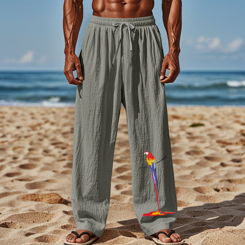 Herren Strandhose aus leichtem, atmungsaktivem Gewebe mit buntem Print Krohn-e