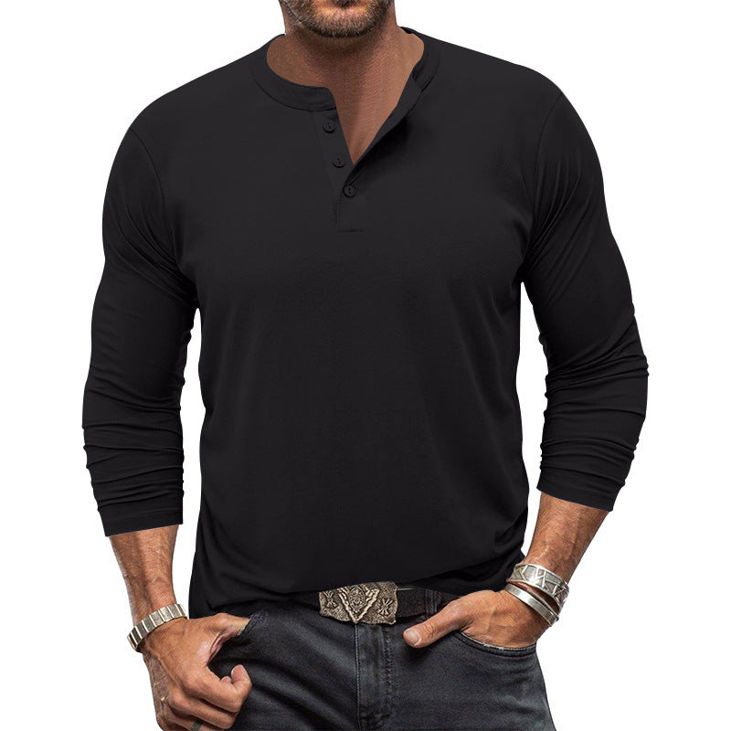 Herren Langarm T-Shirt mit Knopfleiste Krohn-e