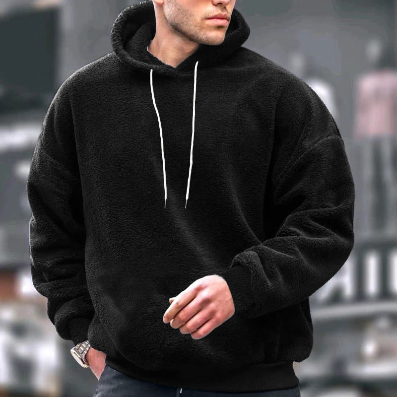 Herren Kuscheliger Fleece-Hoodie mit Kängurutasche und verstellbarer Kapuze Krohn-e