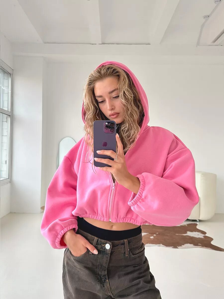 Fudus Sportiver Kapuzenpullover mit langen Ärmeln