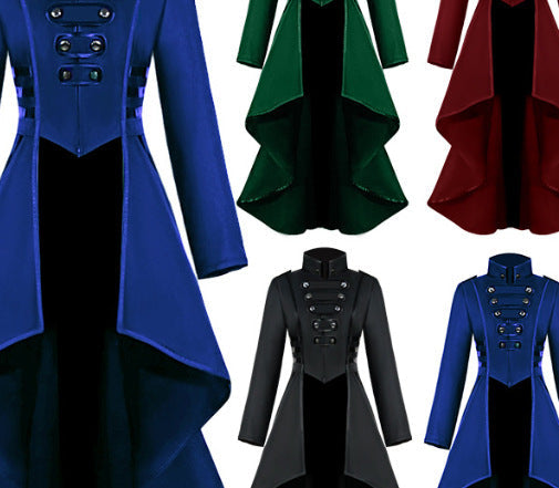 Damen asymmetrischer Stehkragenmantel mit Knopfdetails Krohn-e