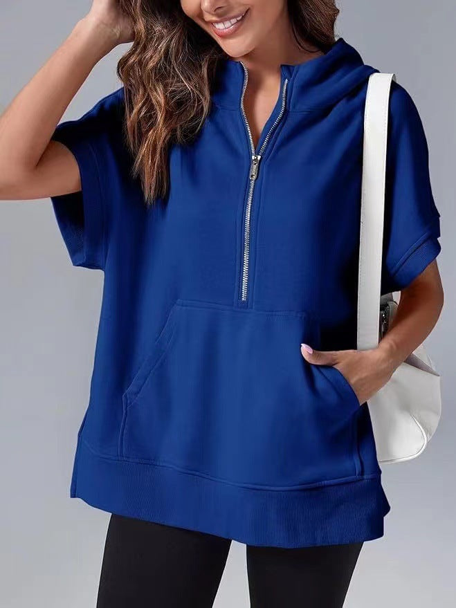 Damen Lichtgewicht Kapuzenpullover mit halbem Reißverschluss und Taschen Krohn-e