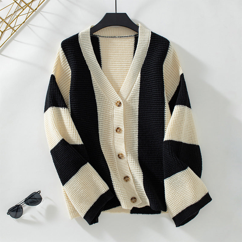 Krohn-e | Gestreifter Strick Strickjacke