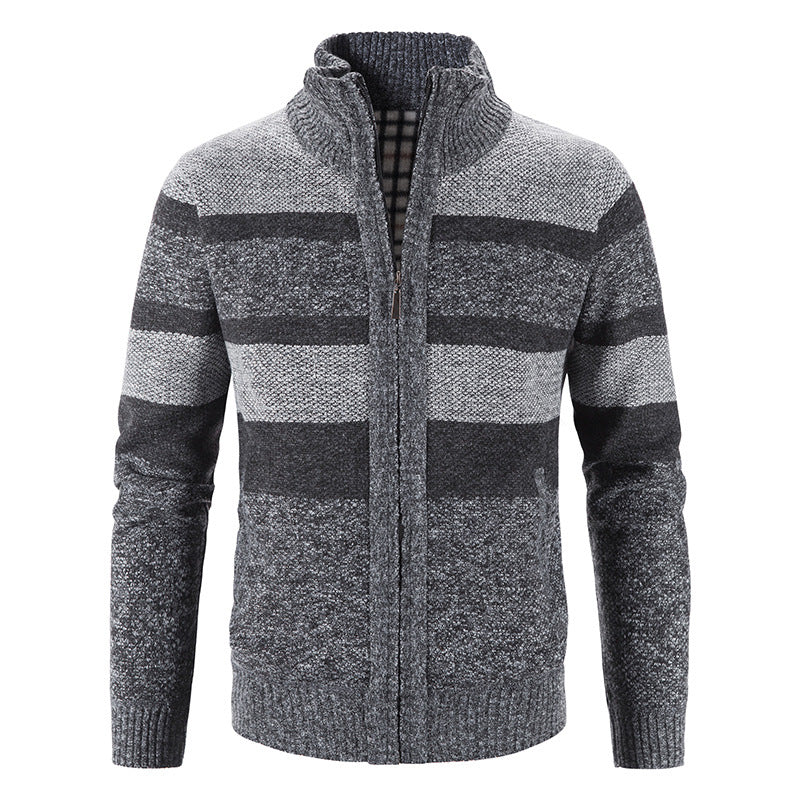 Herren modische Strickjacke mit Stehkragen und Reißverschluss Krohn-e