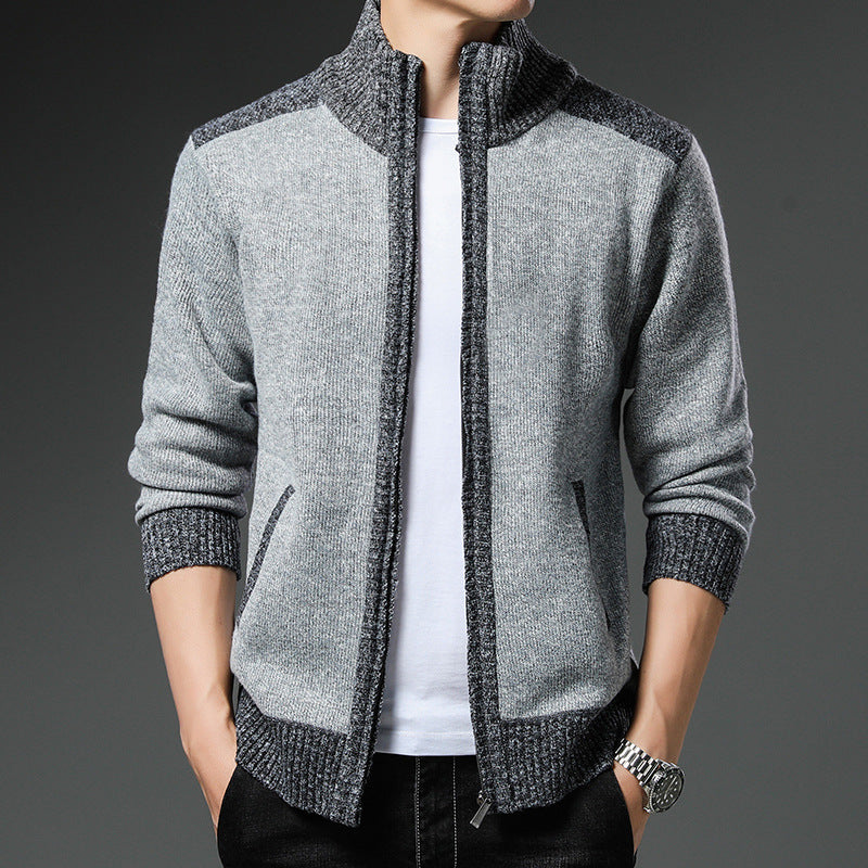 Herren Strickjacke mit hohen Kragen und praktischen Taschen Krohn-e