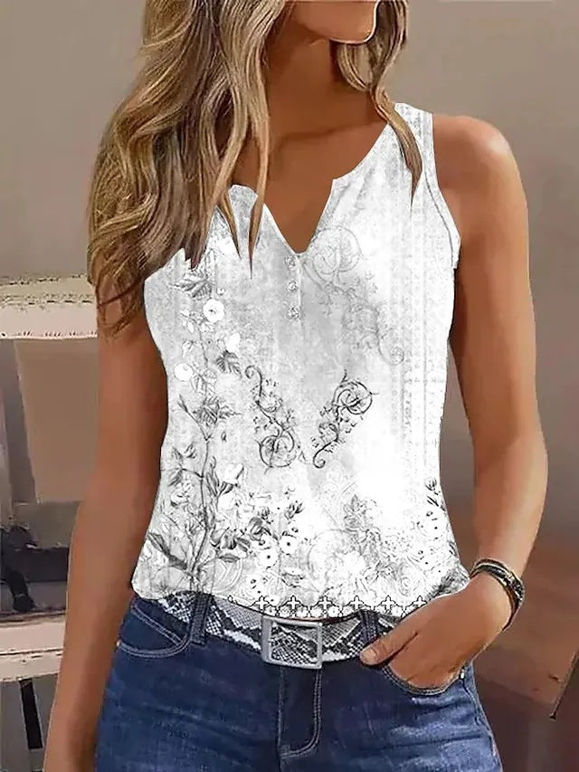 Damen Elegantes ärmelloses Oberteil mit floralen Akzenten Krohn-e