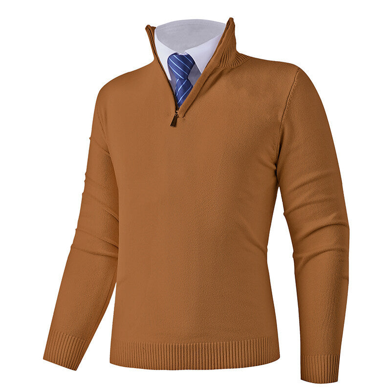 Herren Strickpullover mit modernem Reißverschluss und elastischem Saum Krohn-e