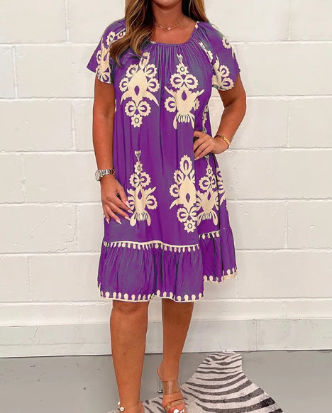 Fudus Sommerkleid: Kurzärmlig & bedruckt