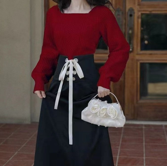 Damen Grobstrickpullover mit modernen Zopfdetails und quadratischem Ausschnitt Krohn-e