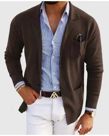 Herren elegante Strickjacke mit dezentem Design und praktischen Taschen Krohn-e