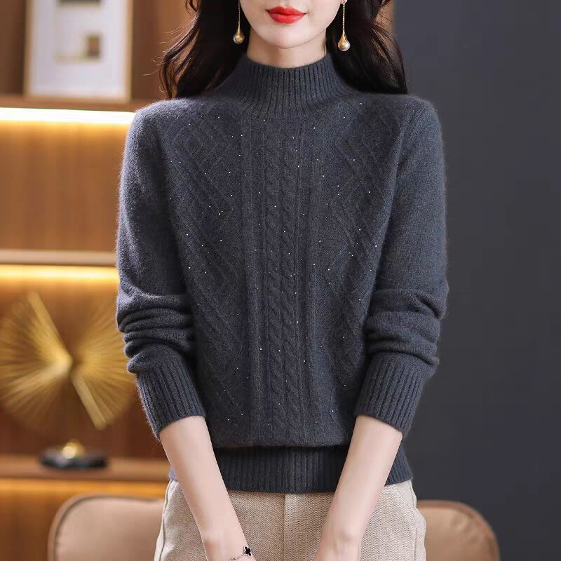 Damen Strickpullover mit Rippenstruktur und hochgeschlossenem Kragen Krohn-e
