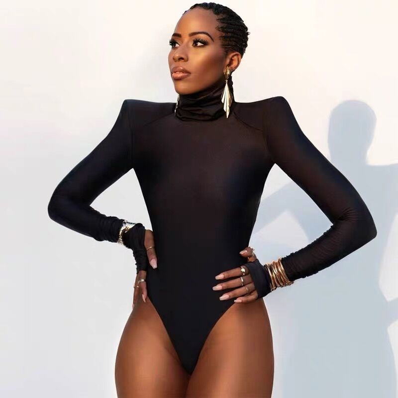Damen eleganter Rollkragen-Bodysuit aus bequemem Stretch-Material Krohn-e
