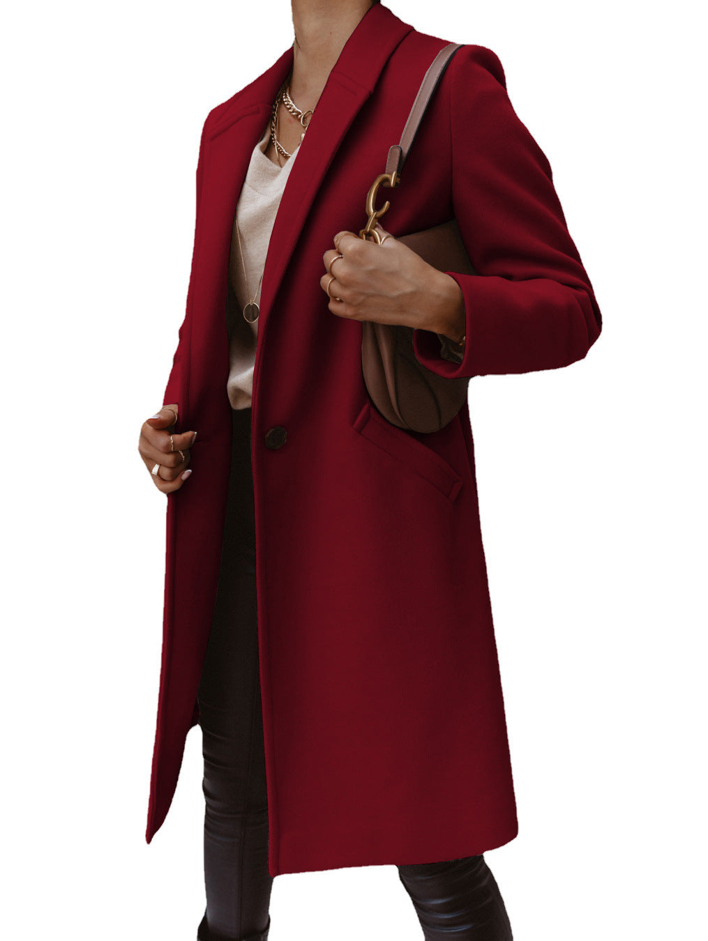 Damen Eleganter Wollmantel mit schmaler Silhouette und praktischen Taschen Krohn-e