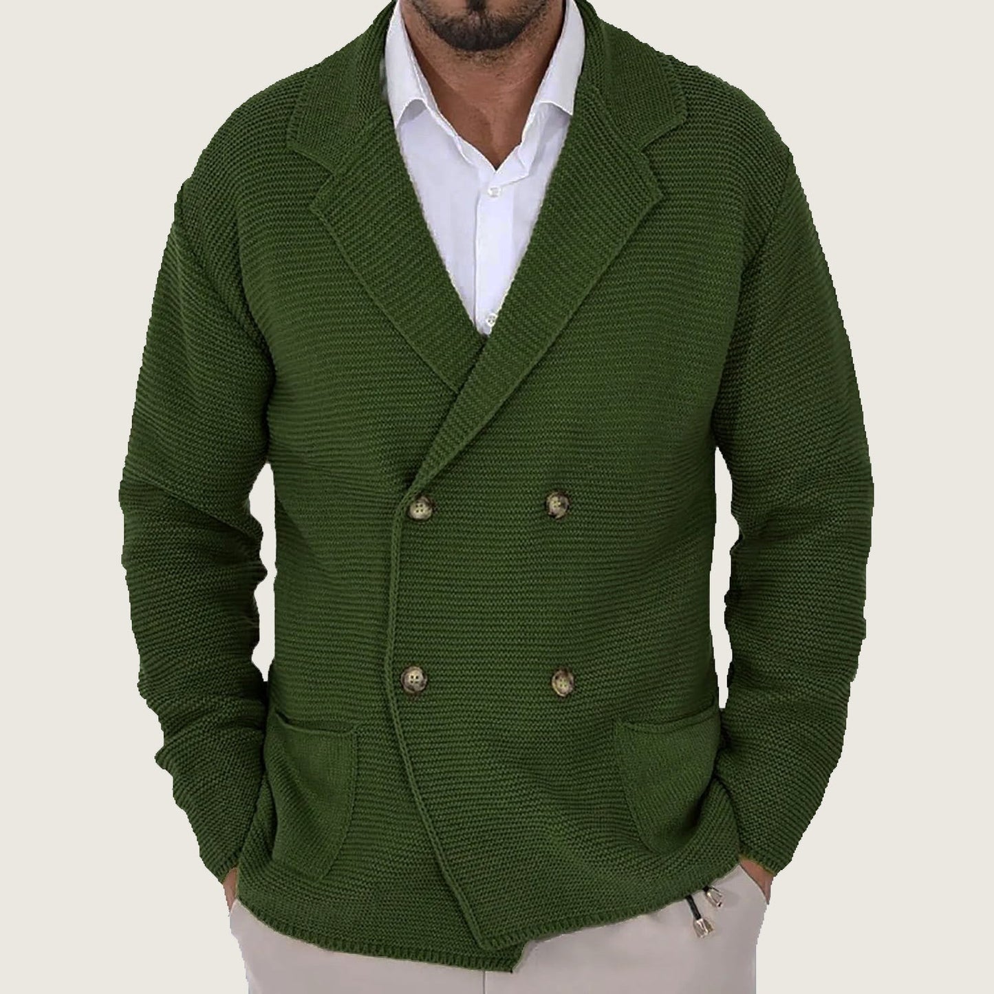 Herren Strickjacke mit modischem Schalkragen und dekorativen Knöpfen Krohn-e