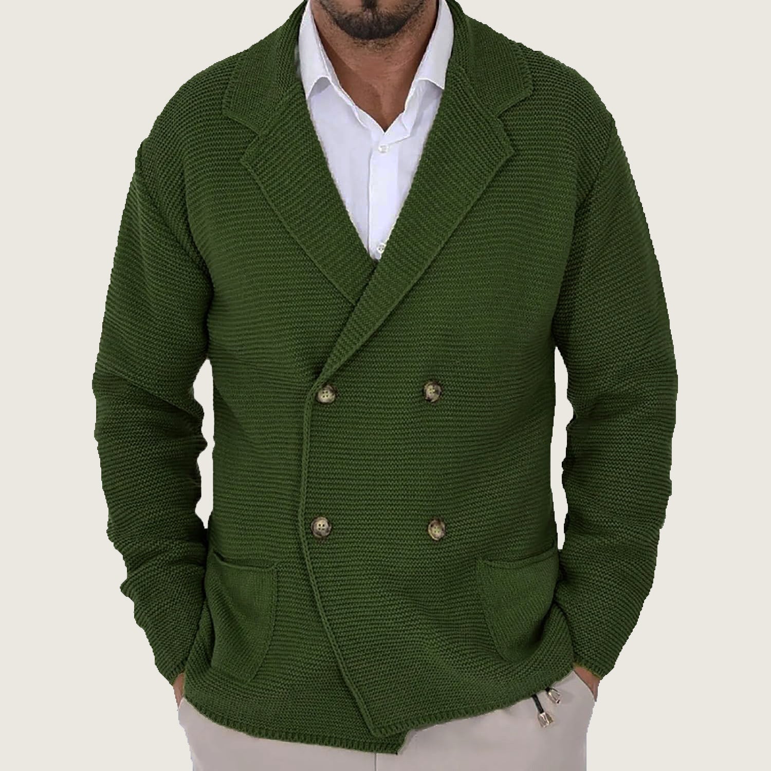 Herren Strickjacke mit modischem Schalkragen und dekorativen Knöpfen Krohn-e