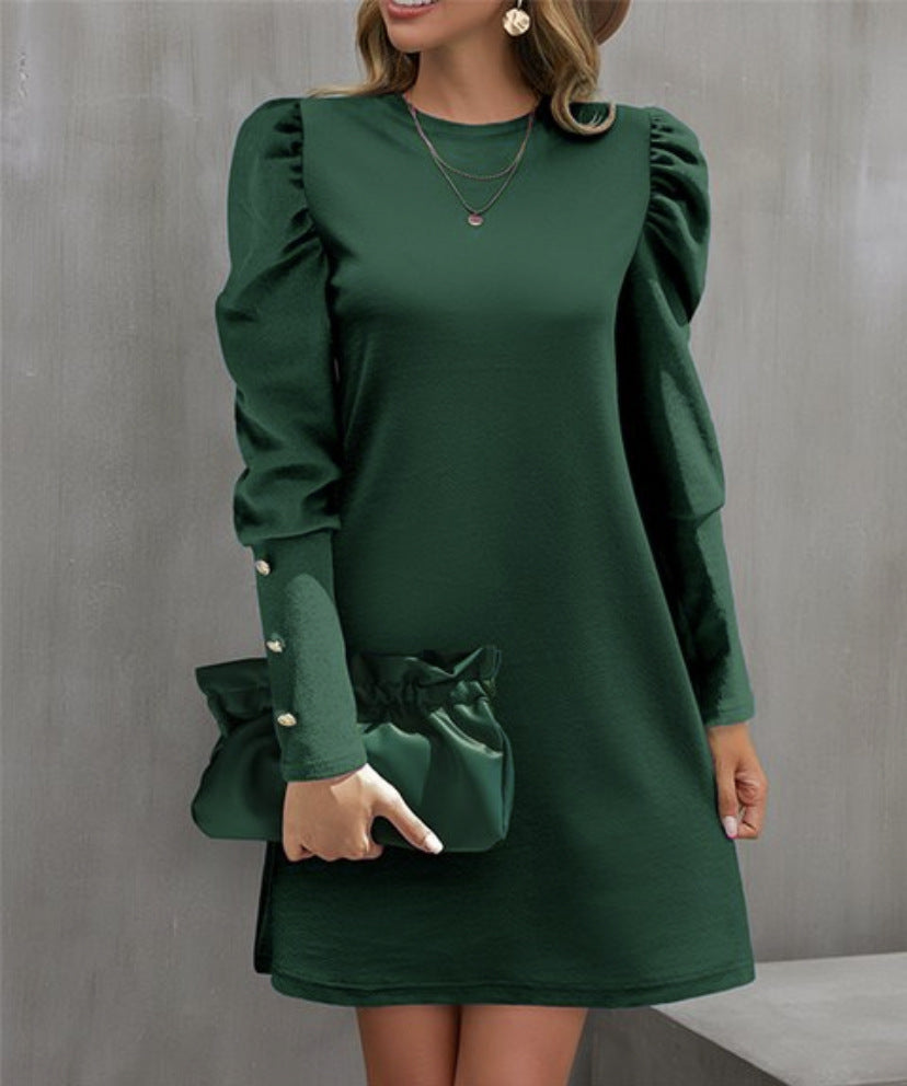 Damen Puffärmel Minikleid mit elegantem Rundhalsausschnitt Krohn-e