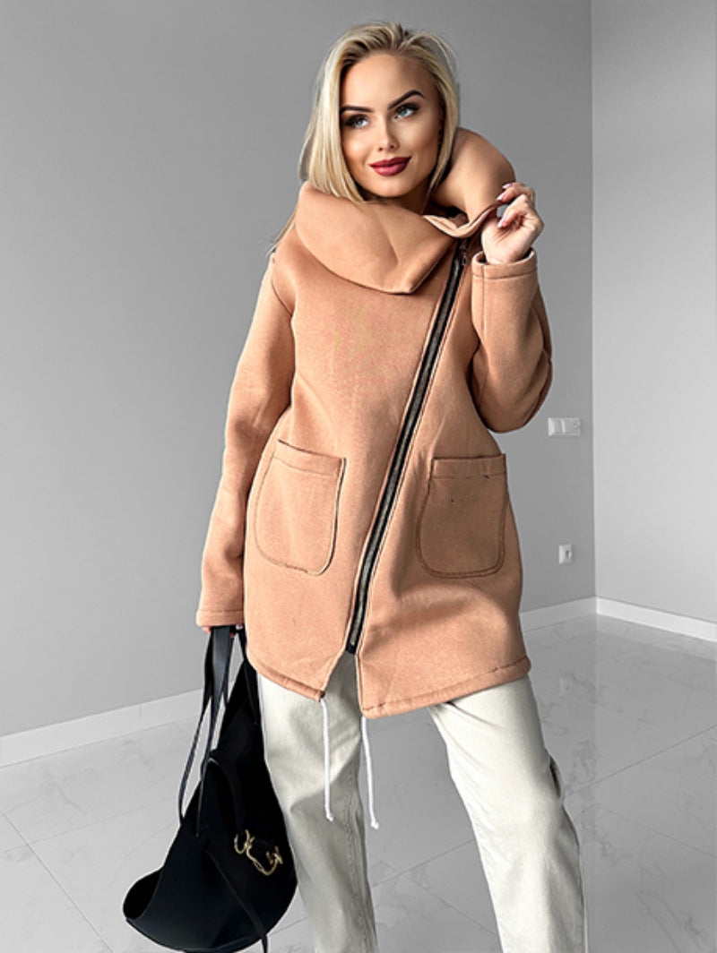 Krohn-e | Reißverschluss Revers Mid Length Fleece Sweatshirt Jacke