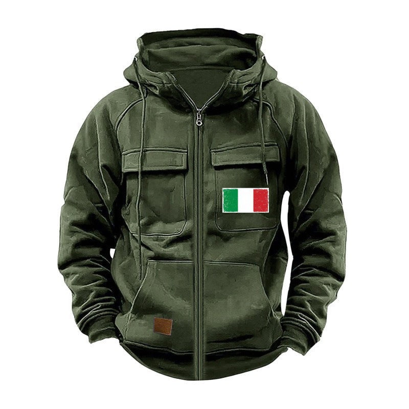 Herren modische Kapuzenjacke mit praktischen Taschen und verstellbarem Kragen Krohn-e