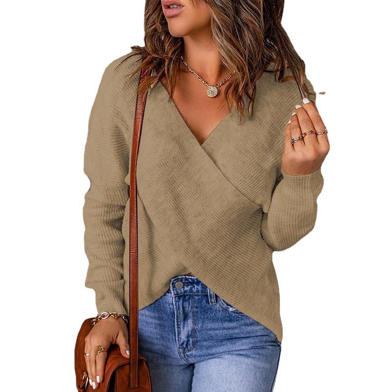 Damen Wickelpullover im modernen Rippstrickdesign Krohn-e