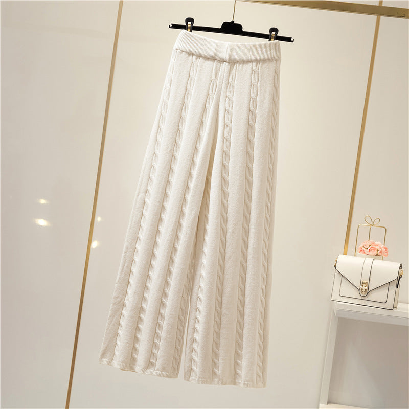Damen Strickweite Palazzo-Hose mit Zopfmuster Krohn-e