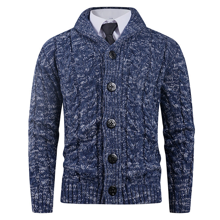 Herren Strickjacke mit Zopfmuster und schickem Schalkragen Krohn-e