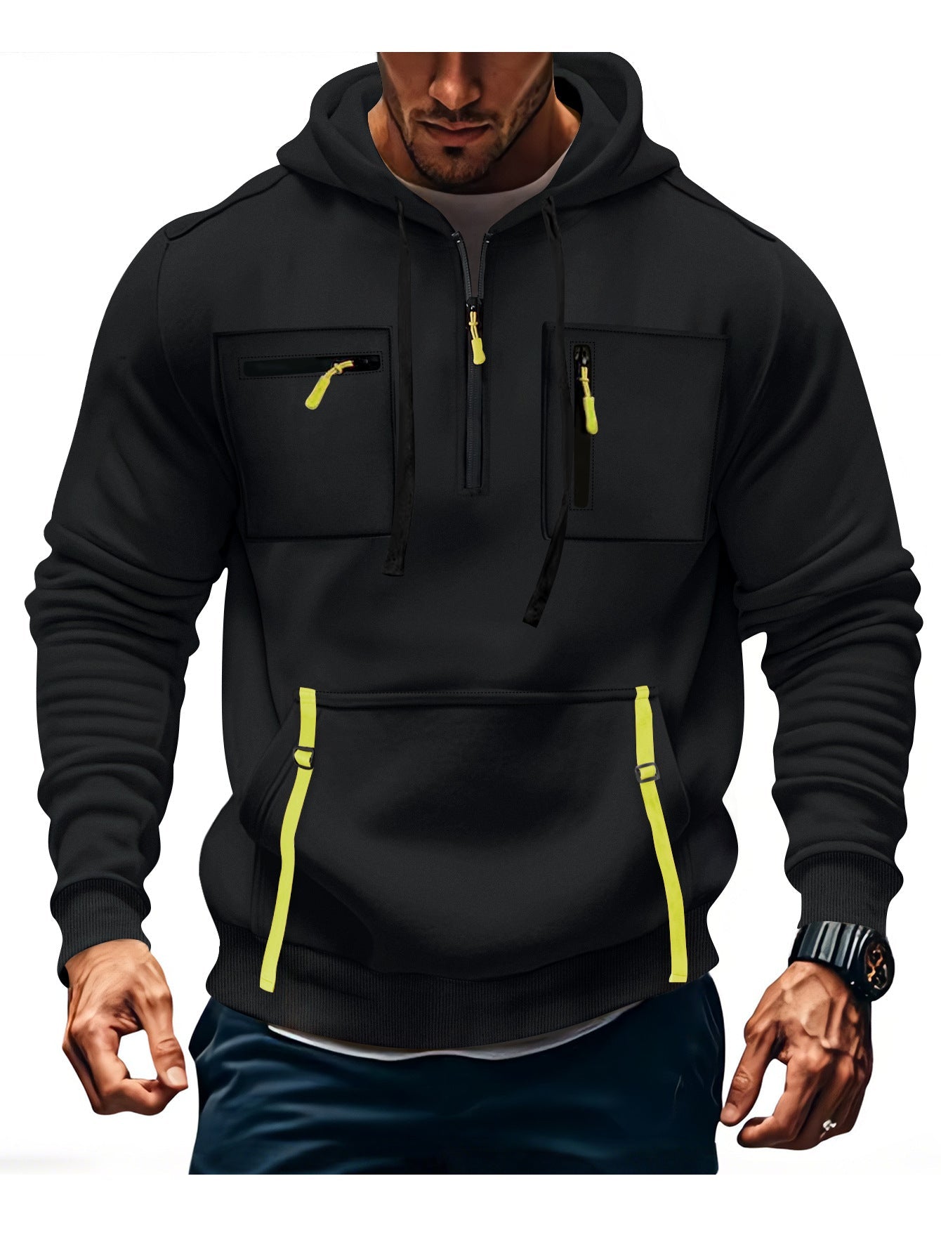 Herren modischer Kapuzenpullover mit funktionalen Reißverschlusstaschen Krohn-e