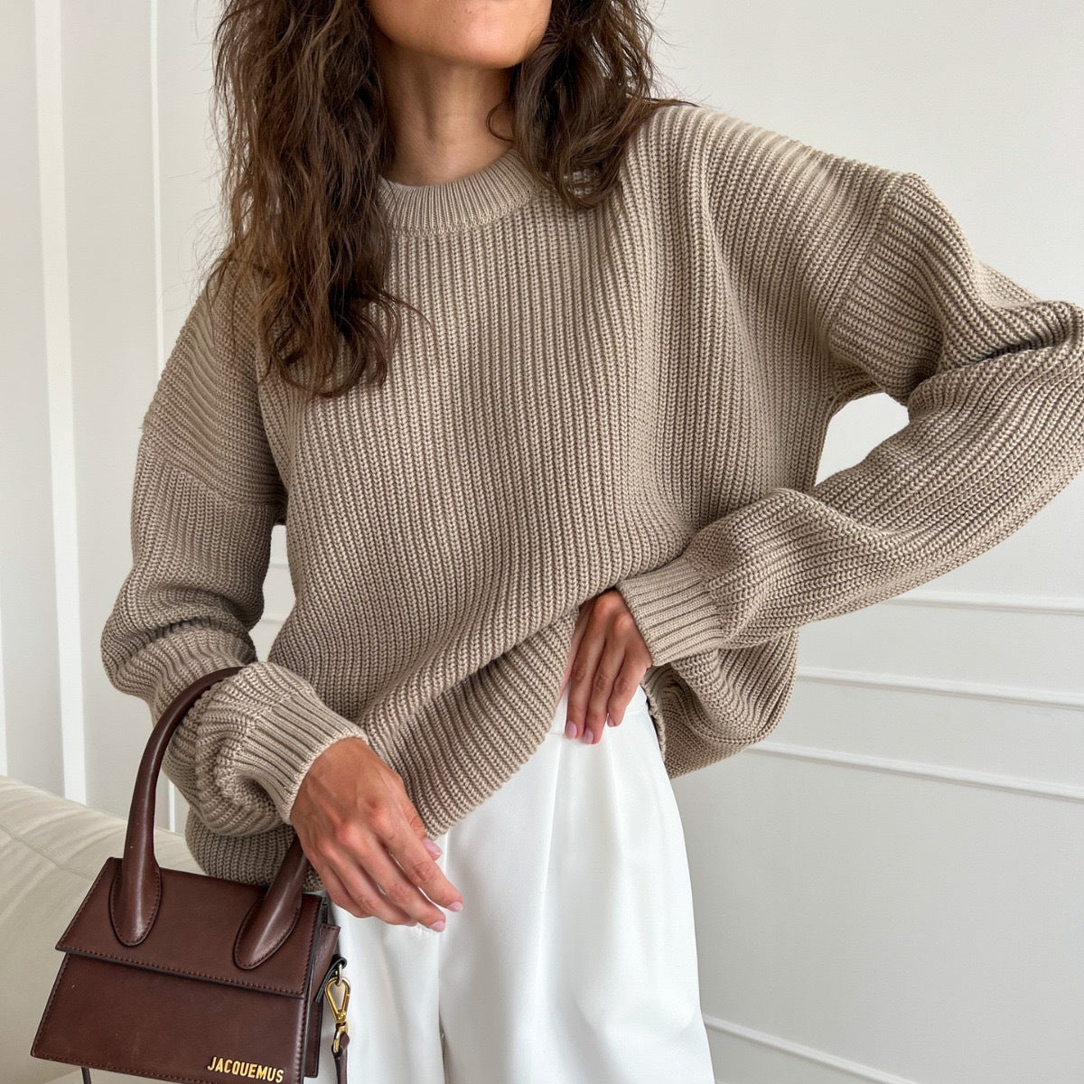 Damen Oversized Strickpullover mit strukturiertem Muster Krohn-e