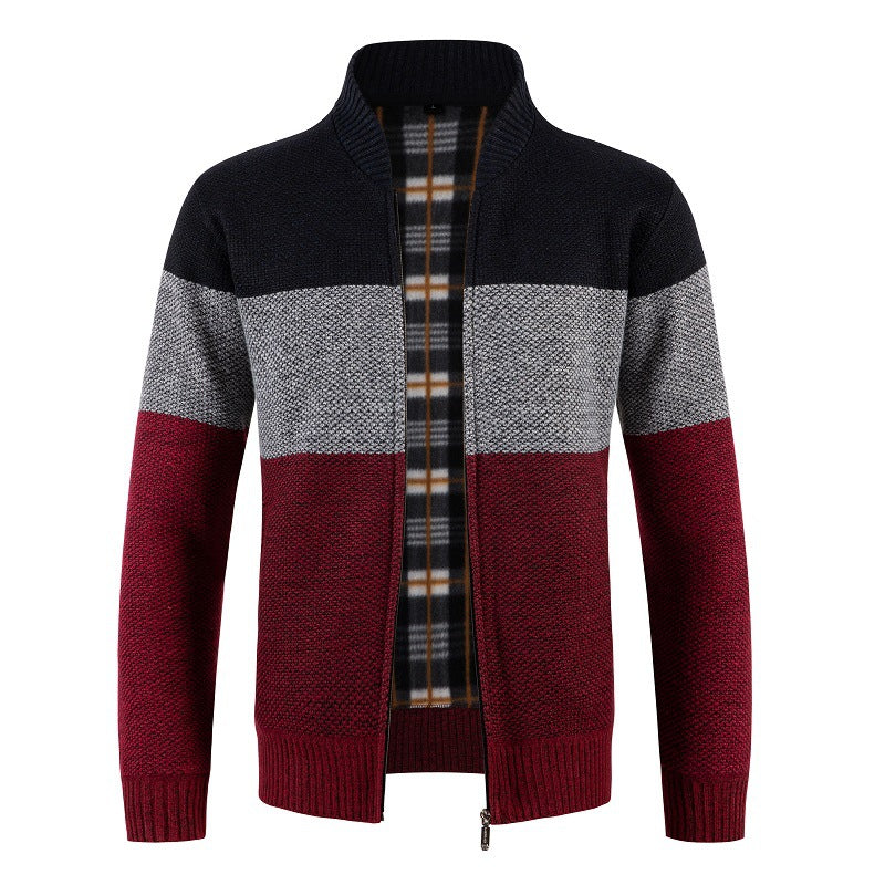 Herren Strickjacke mit modernem Reißverschluss und strukturiertem Muster Krohn-e