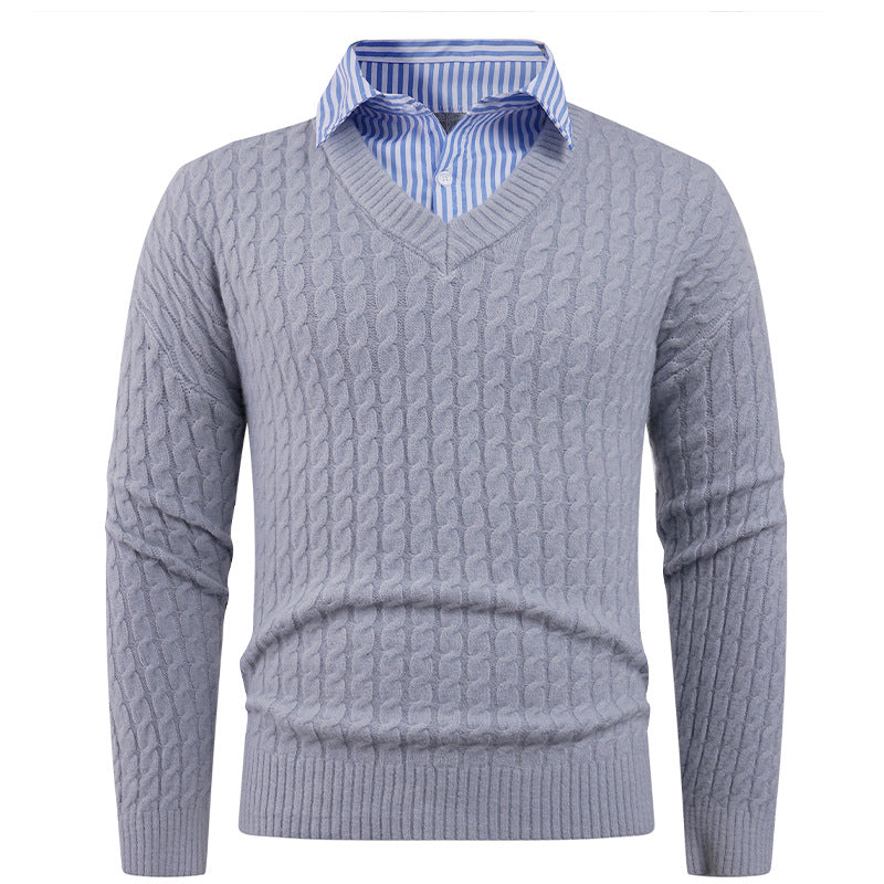 Herren Eleganter Strickpullover mit V-Ausschnitt und feiner Struktur Krohn-e