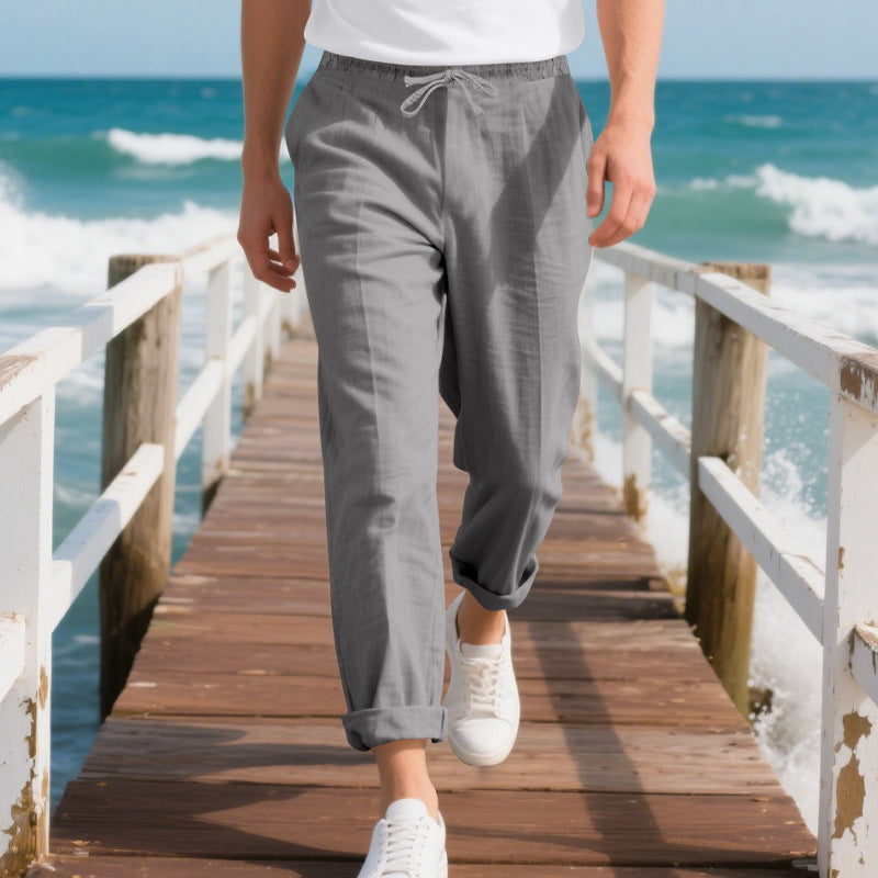Herren bequeme Strandhose mit elastischem Bund und verstellbarem Kordelzug Krohn-e