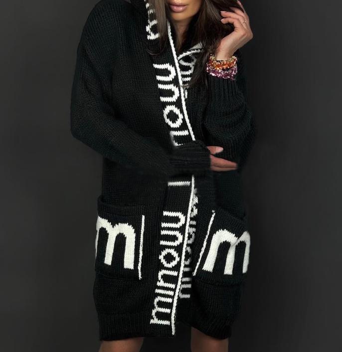 Damen Strickjacke mit logodruck und tiefen Taschen Krohn-e