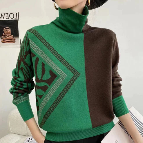 Eleganter Rollkragenpullover Leonor mit Druck