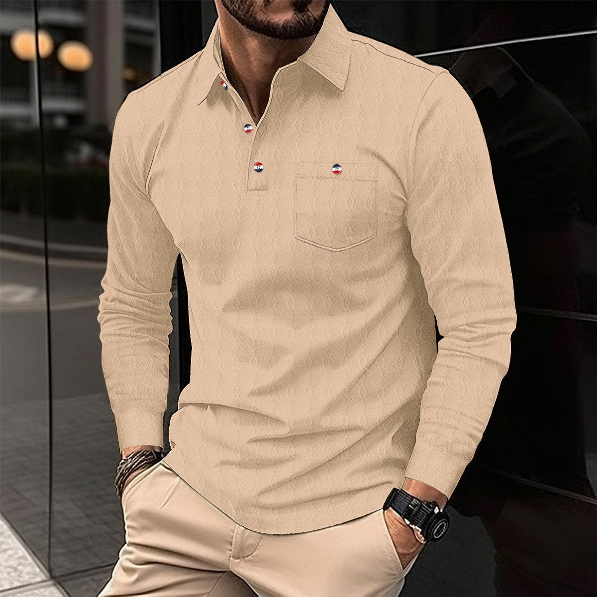 Herren Langarmshirt mit strukturiertem Muster Krohn-e