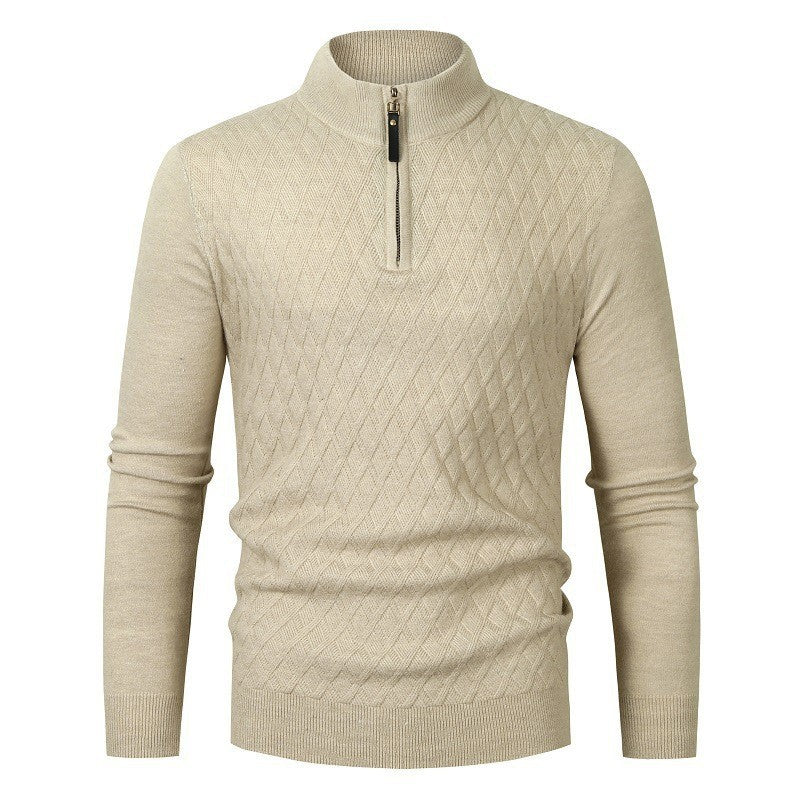 Herren Strickpullover mit modernem Rautenmuster und Reißverschluss Krohn-e