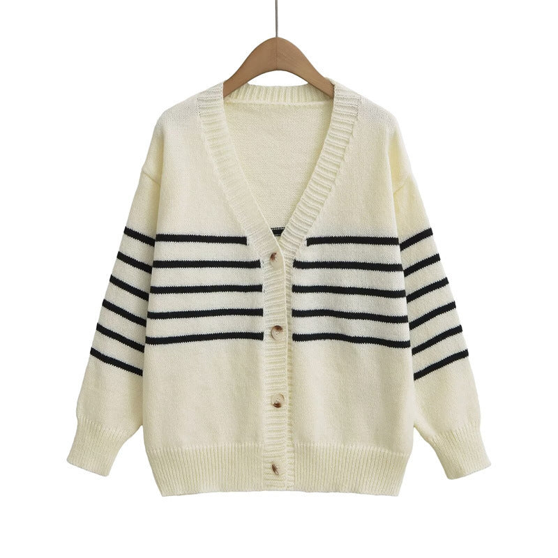Damen Strickjacke mit Streifenmuster und sanfter Textur Krohn-e - Krohn-e
