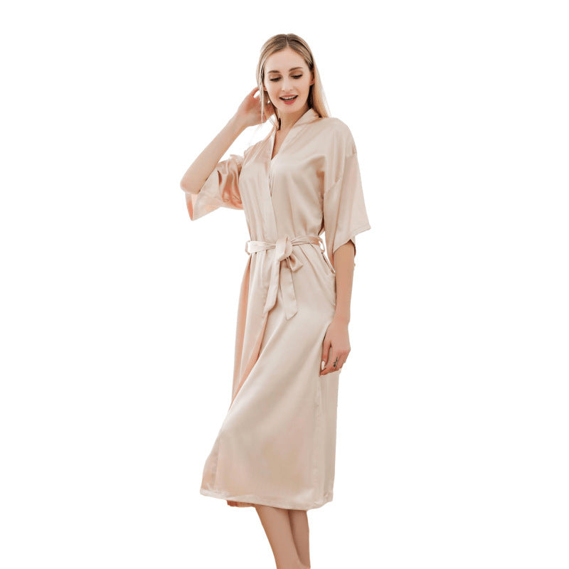 Damen luxuriöser Satin-Bademantel Krohn-e