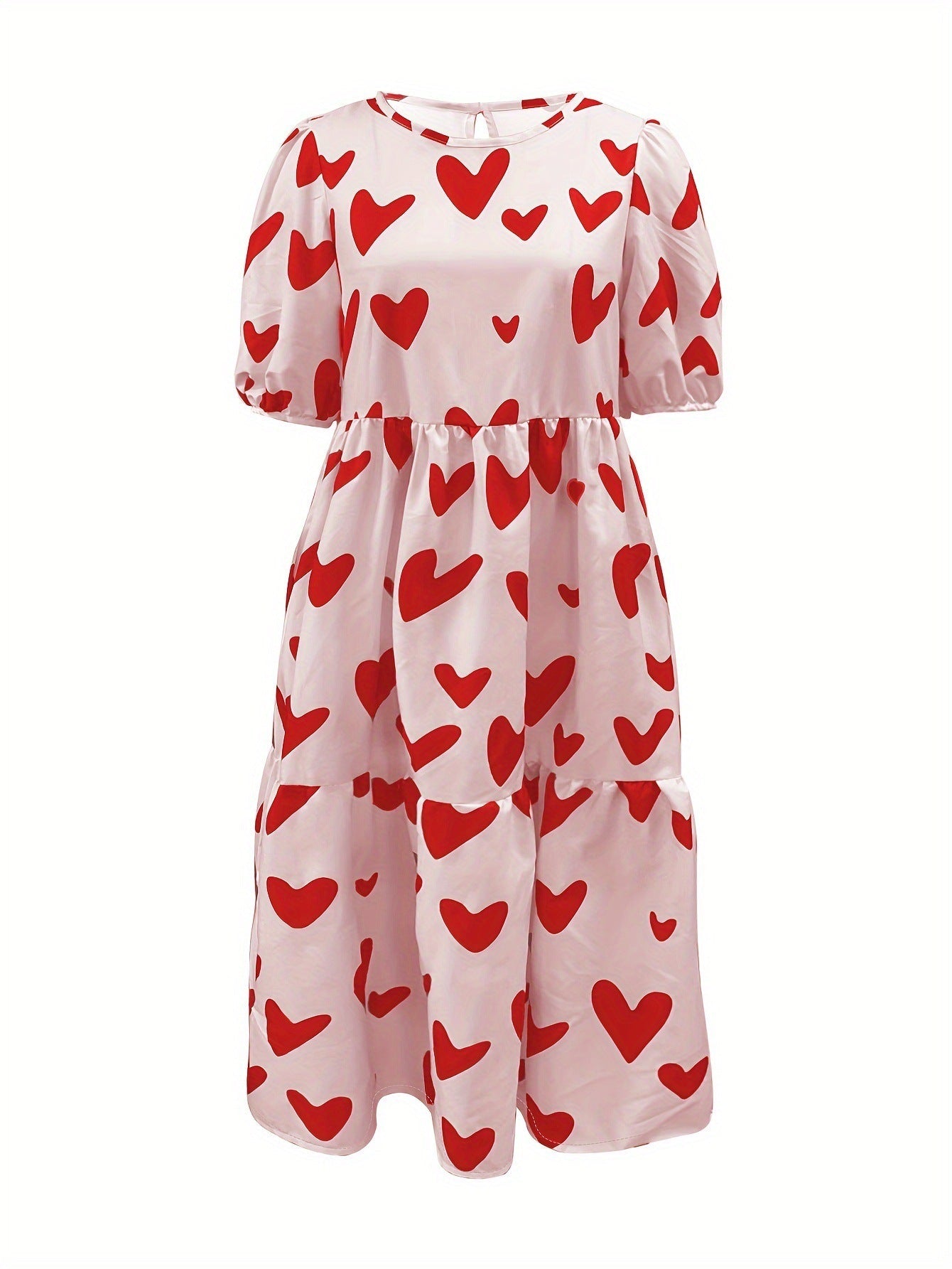 Damen Minikleid mit modernem Herzmuster und luftigen Ärmeln Krohn-e