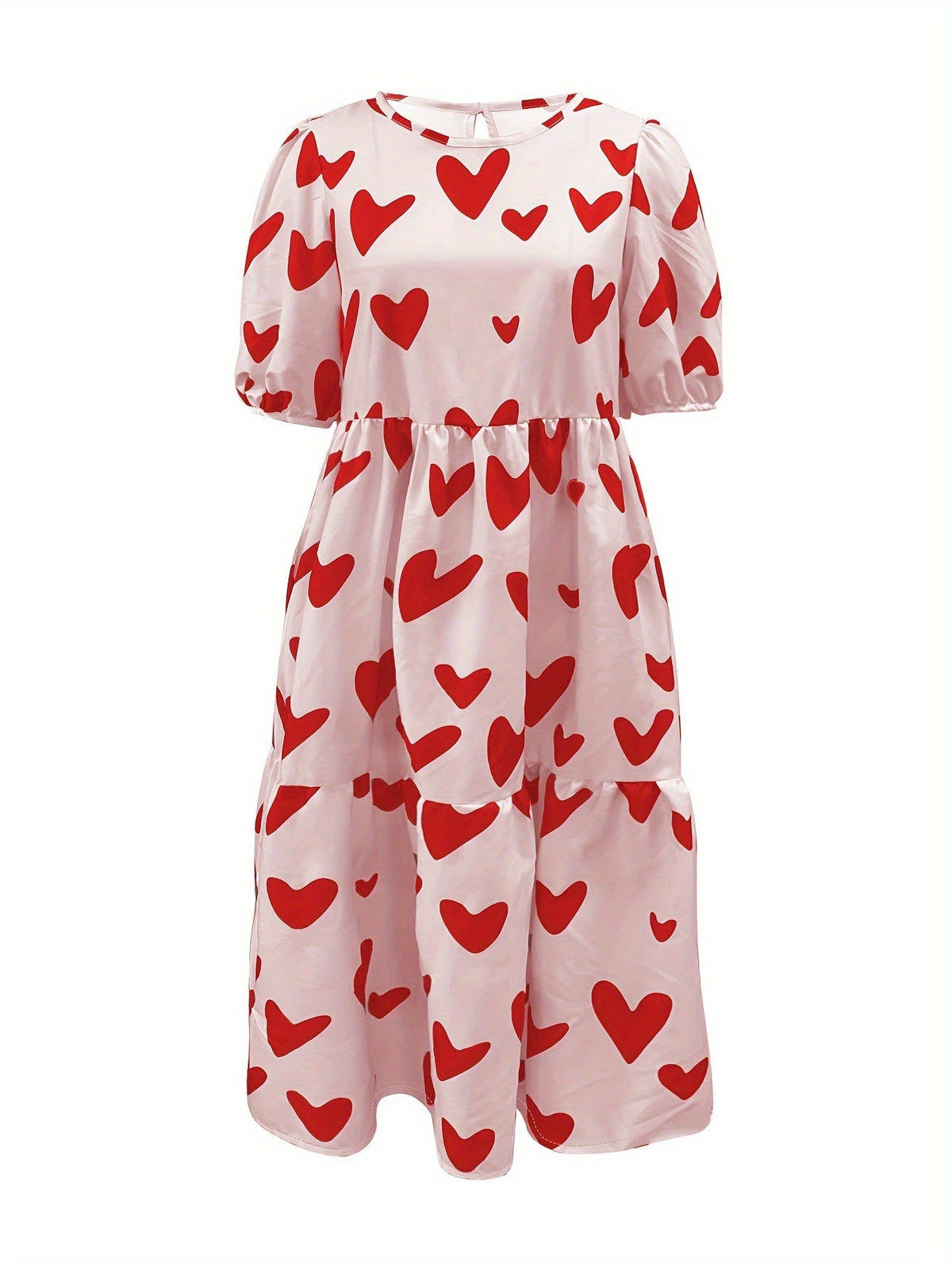 Damen Minikleid mit modernem Herzmuster und luftigen Ärmeln Krohn-e