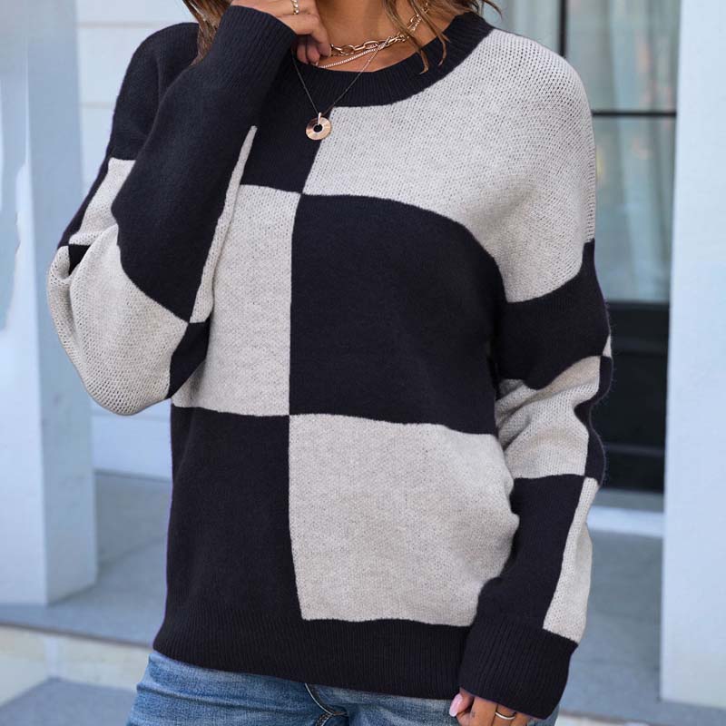 Krohn-e | Kariert Strickpullover Acryl Komfortabel, Modern