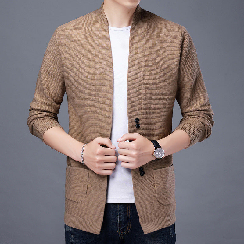 Herren Strickjacke mit lässigem Schalkragen und aufgesetzten Taschen Krohn-e