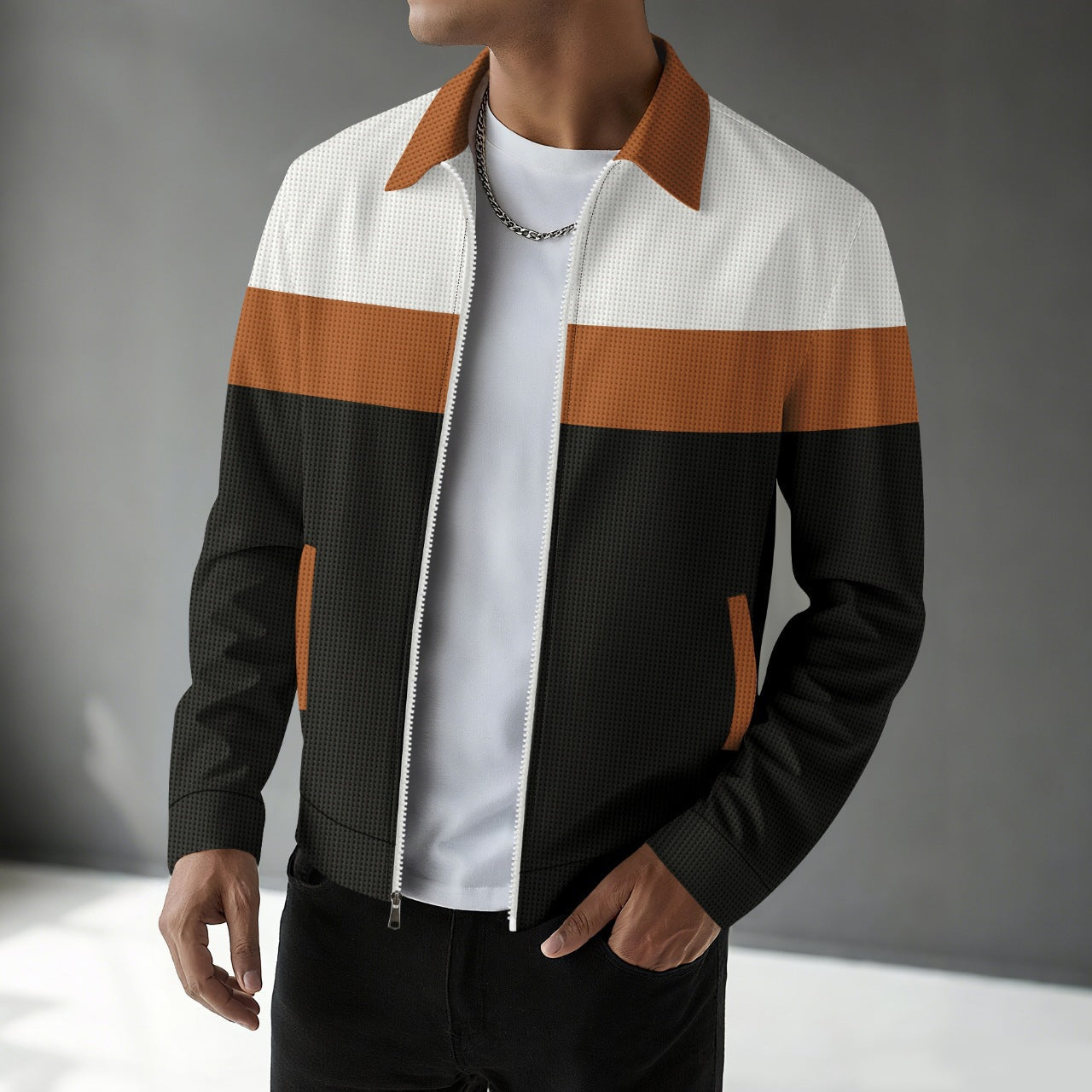 Herren modische Bomberjacke mit strukturiertem Design und Kontraststreifen Krohn-e