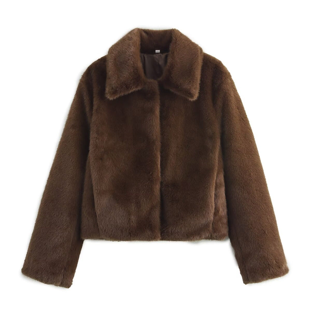 Damen Kurze Kunstfelljacke mit elegantem Kragen und zusätzlichem Komfort Krohn-e