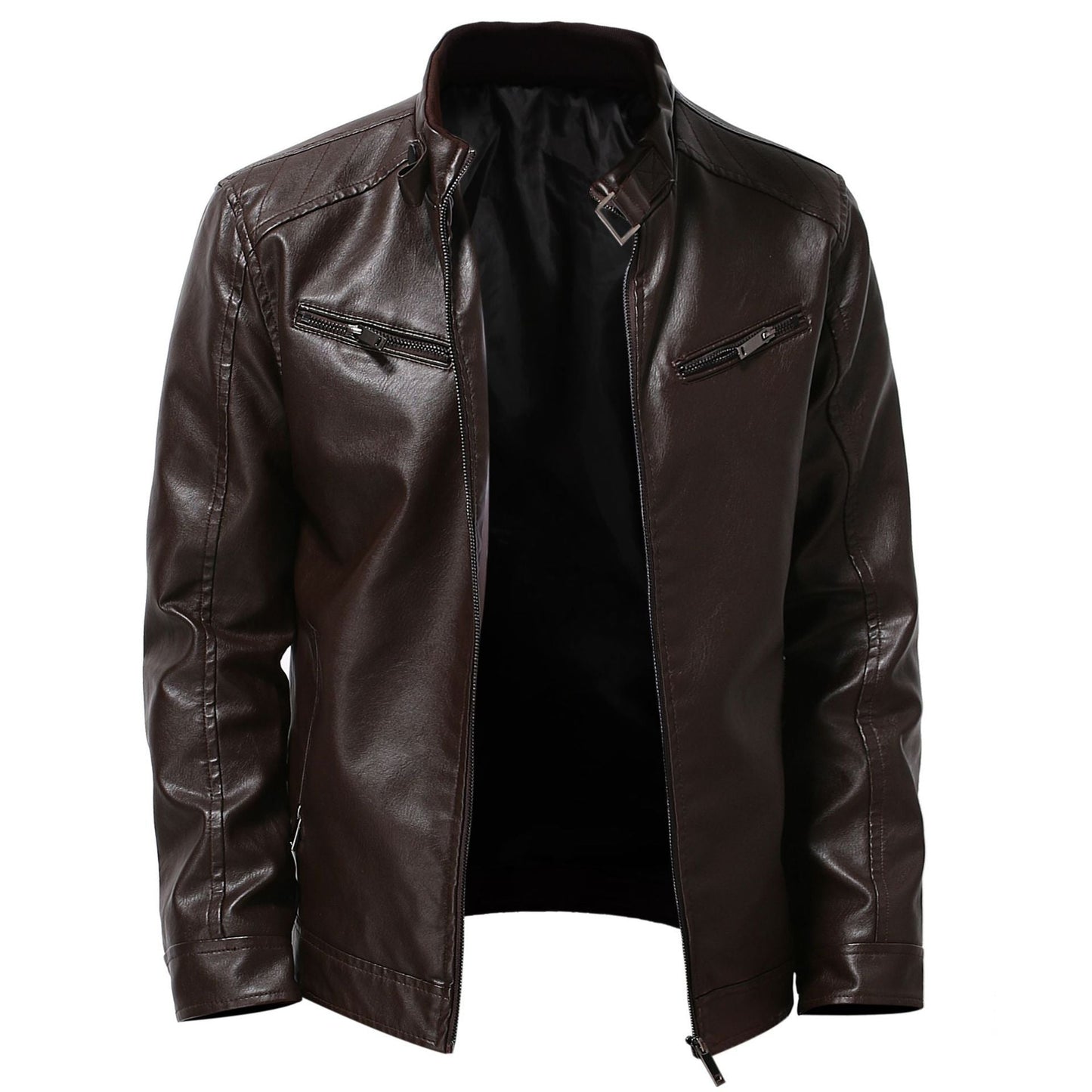 Herren stylische Motorradjacke mit asymmetrischem Reißverschluss und hochwertigen Details Krohn-e