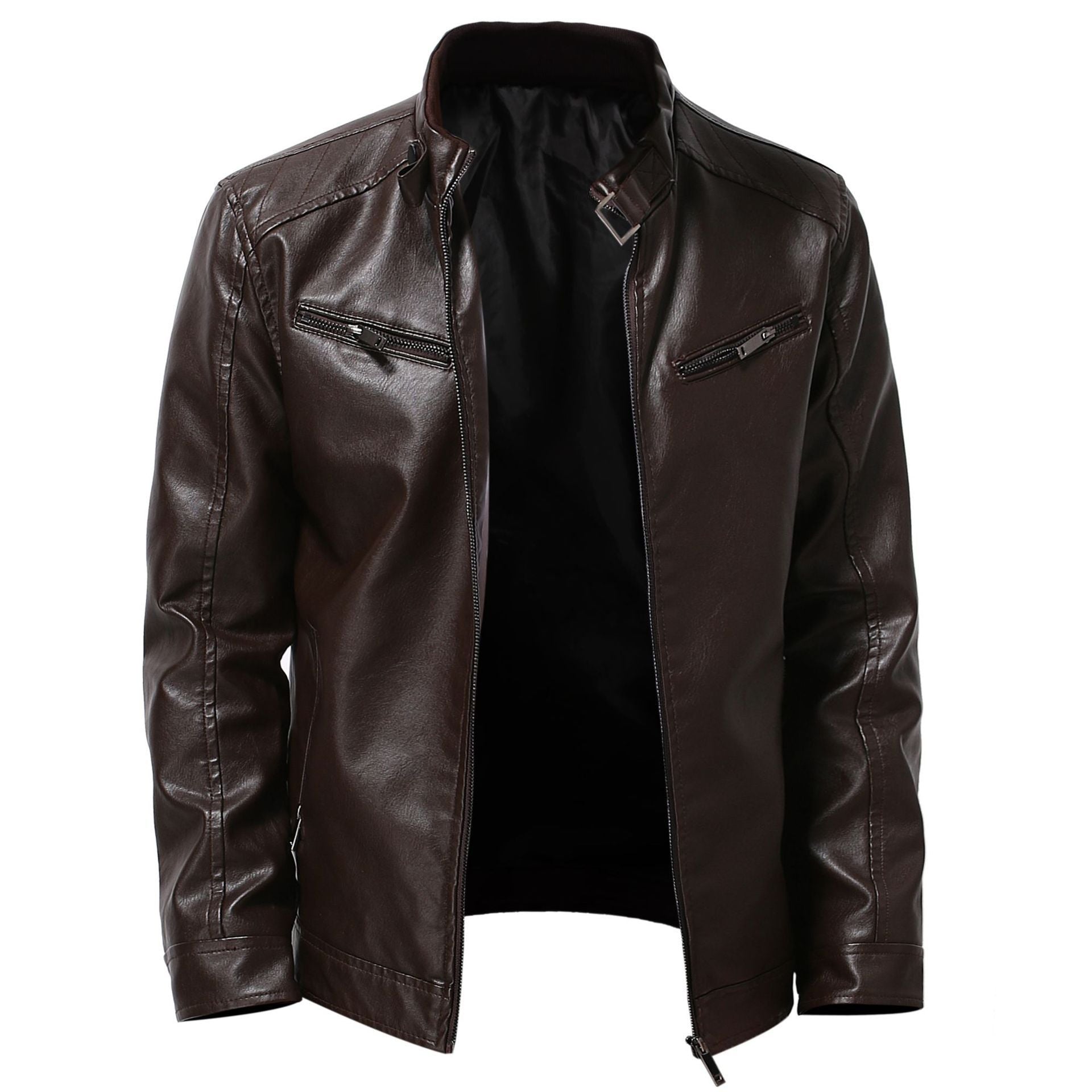Herren stylische Motorradjacke mit asymmetrischem Reißverschluss und hochwertigen Details Krohn-e