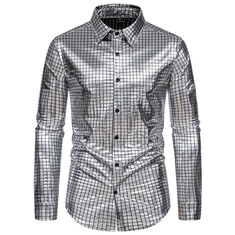 Herren Glänzendes Fashion-Hemd mit quadratischem Muster Krohn-e